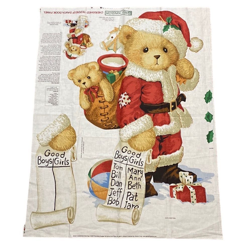 DAISY KINGDOM Cherished Teddies Santa Door Fabric Panel Sewing